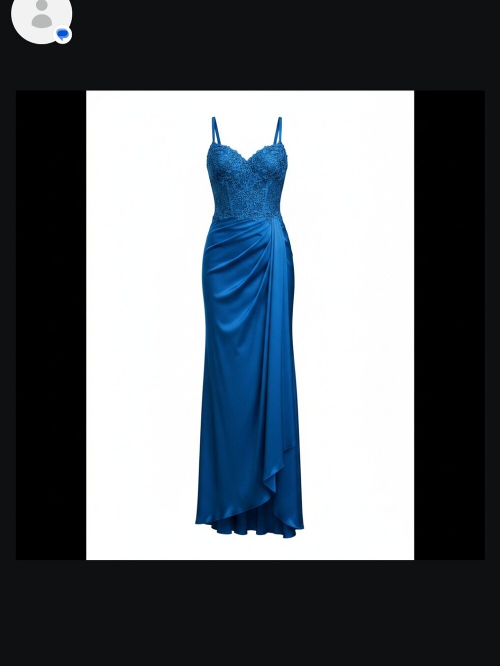 Elegant Blue Lace Bodice Evening Gown EARRINGS INCLUDED
